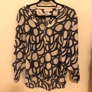 My Tribe Silk Blouse - grey and white